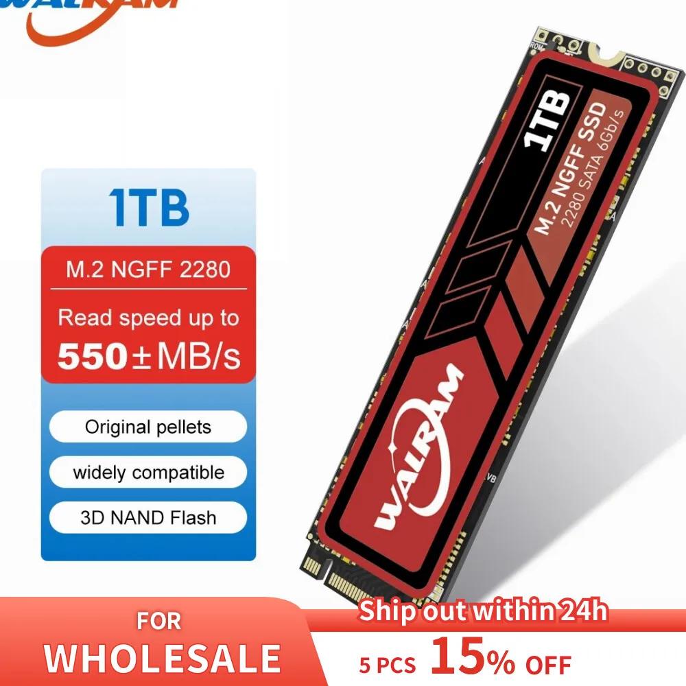 WALRAM SSD M2 NGFF SATA3 SSD 128GB 256GB 512GB 1TB M.2 NGFF SSD 2280, Ʈ ũž PC  ָ Ʈ ̺ ϵ ũ